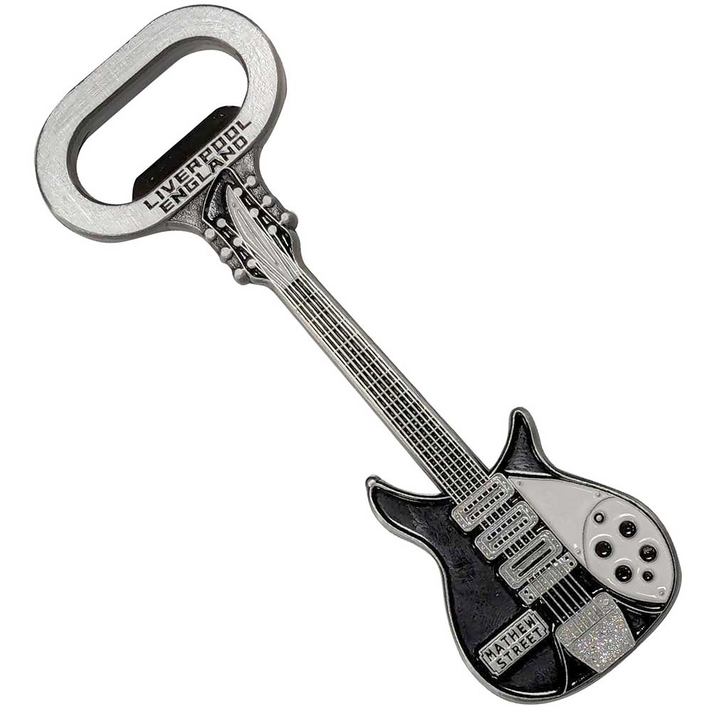 - Mathew Street B&W Guitar Bottle opener - Silver coloured